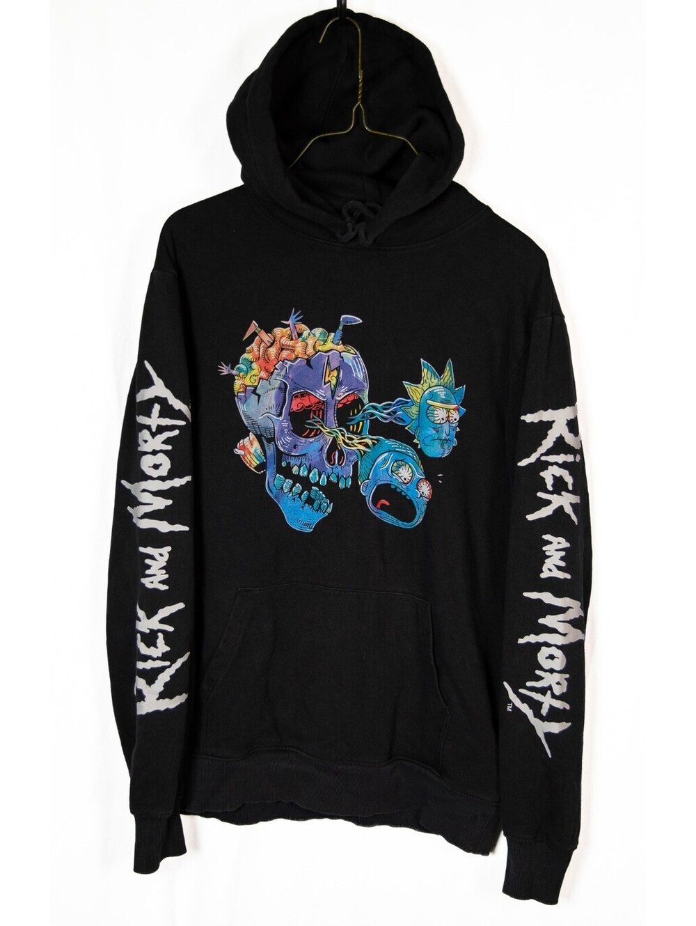 H&M Adult Swim Rick & Morty Sweatshirt Pullover Hoodie Black Men's M